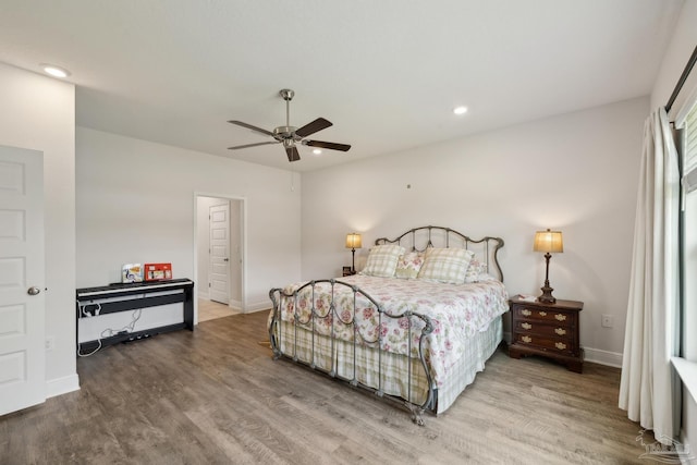 8018 Burnside Loop, Pensacola, FL 32526 - bedroom featuring wood finished floors, baseboards, recessed lighting, and ceiling fan