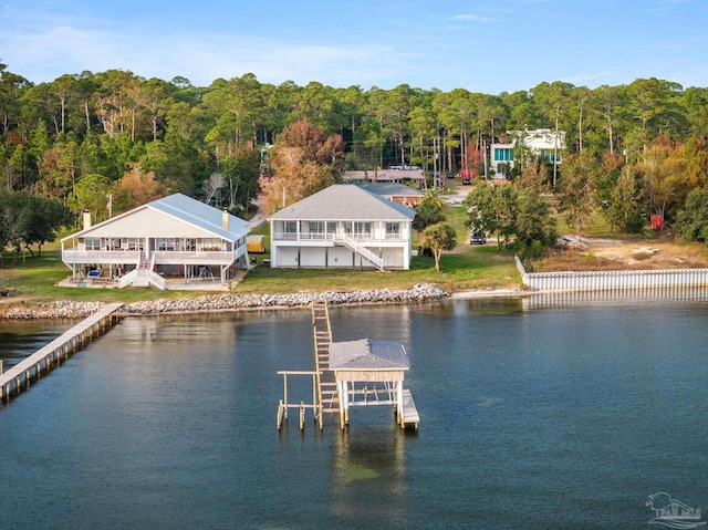 exterior space featuring a water view