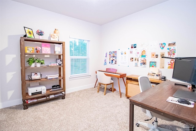 office space featuring baseboards and carpet