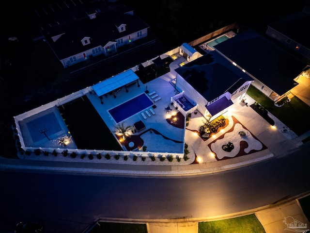 view of aerial view at twilight