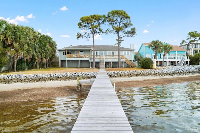 view of dock featuring a water view