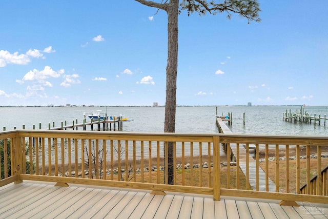 view of dock featuring a water view