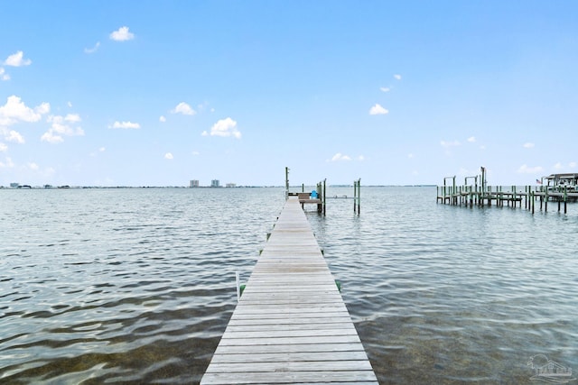 view of dock featuring a water view