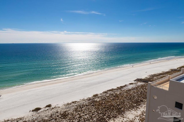 view of water feature featuring a beach view