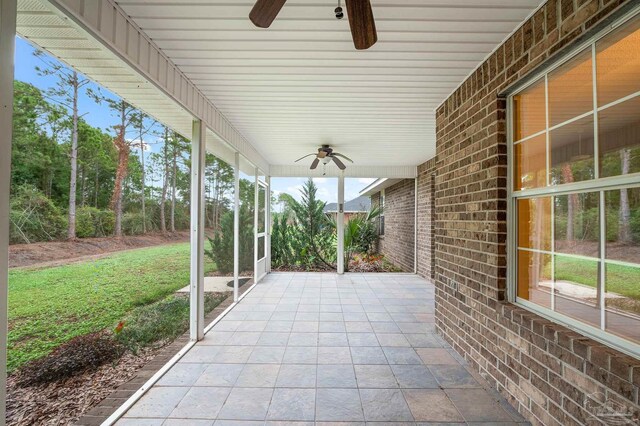 view of patio with ceiling fan