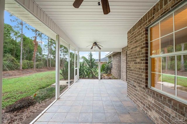 view of patio / terrace featuring ceiling fan