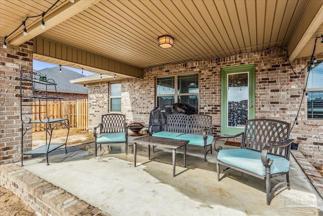 view of patio featuring an outdoor living space