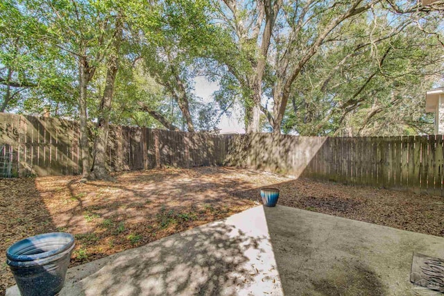 view of yard featuring a patio area and a fenced backyard