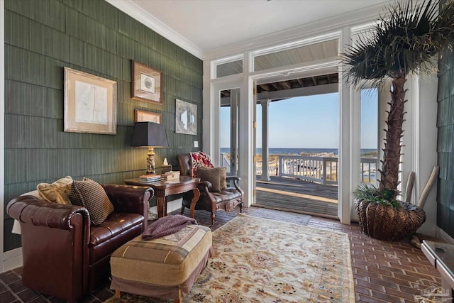 1220 State Highway 180, Gulf Shores, AL 36542 - living area with ornamental molding and brick flooring