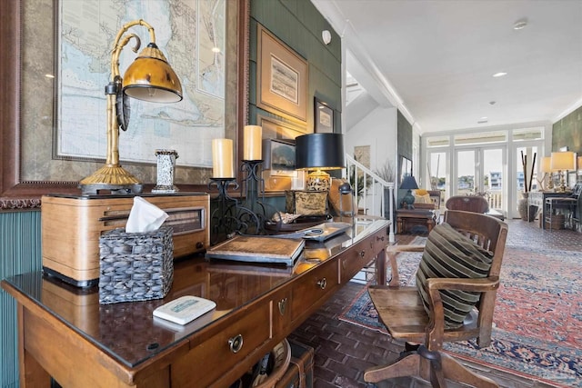 1220 State Highway 180, Gulf Shores, AL 36542 - home office with brick patterned flooring and ornamental molding