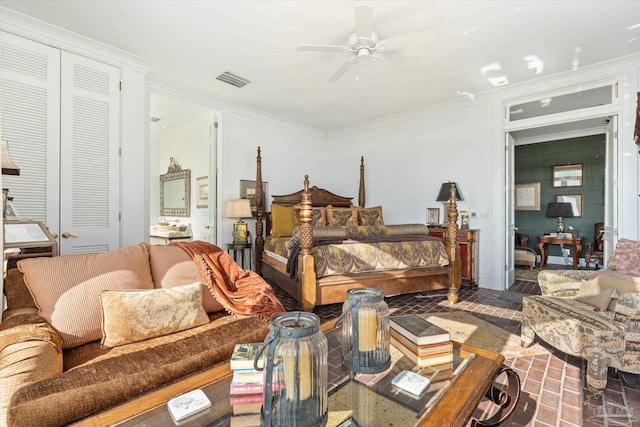 1220 State Highway 180, Gulf Shores, AL 36542 - bedroom featuring crown molding and ceiling fan