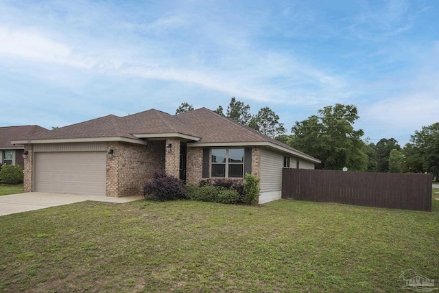 3620 Ranch Dr, Crestview, FL 32539 - view of front facade with an attached garage, concrete driveway, brick siding, and a shingled roof