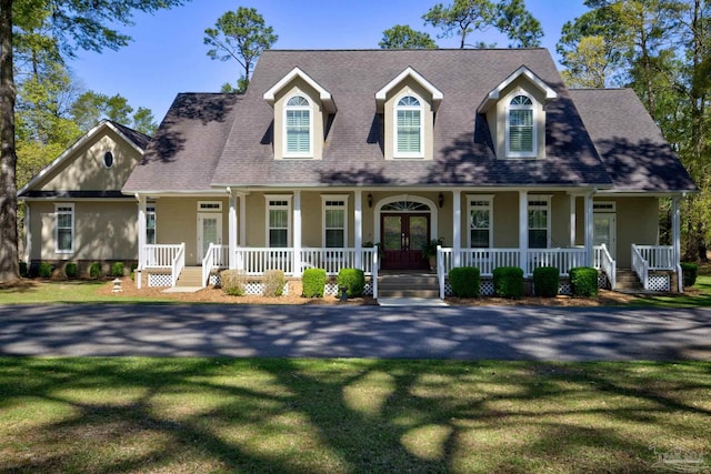 3001/2 Brookwood Rd, Atmore, AL 36502 - cape cod-style house featuring a front yard, covered porch, and french doors