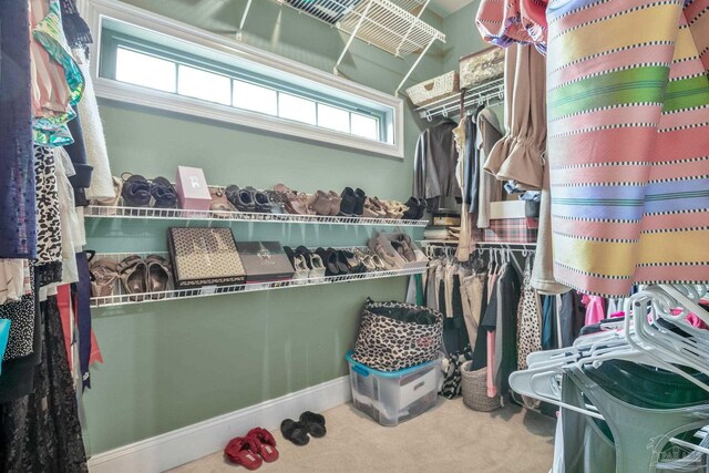 spacious closet with carpet floors