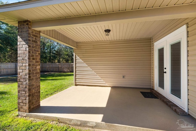 view of patio featuring fence