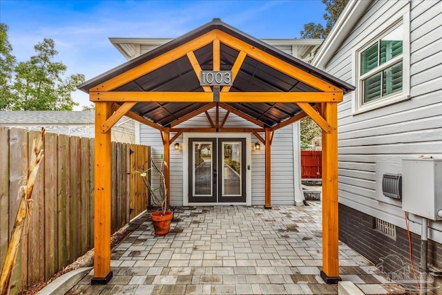 entrance to property featuring french doors