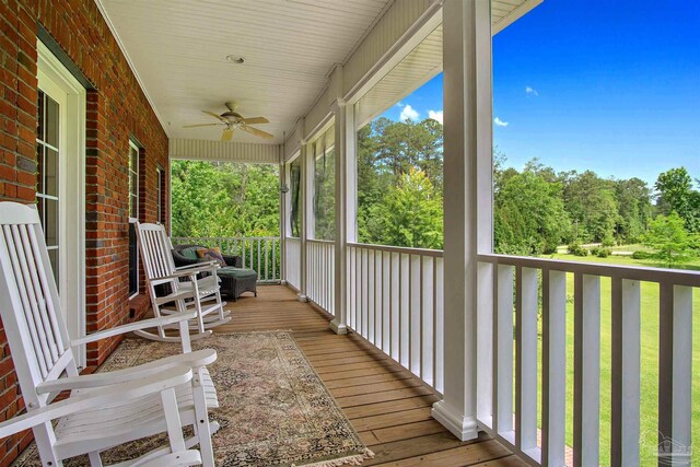 607 Goodwill Cir, Silas, AL 36919 - wooden terrace with ceiling fan