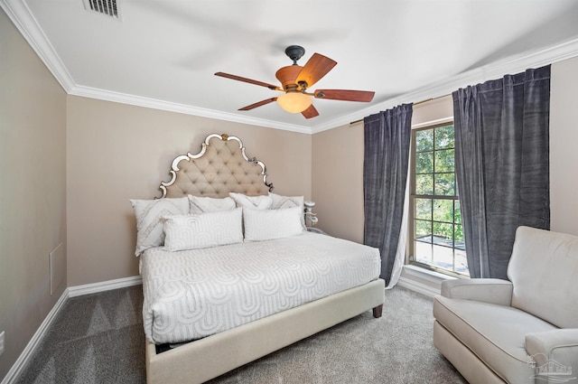 457 Boone Ln, Fairhope, AL 36532 - carpeted bedroom with baseboards, crown molding, and a ceiling fan