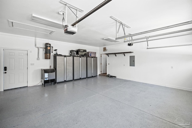 457 Boone Ln, Fairhope, AL 36532 - garage with electric panel, a central vacuum unit, and a garage door opener