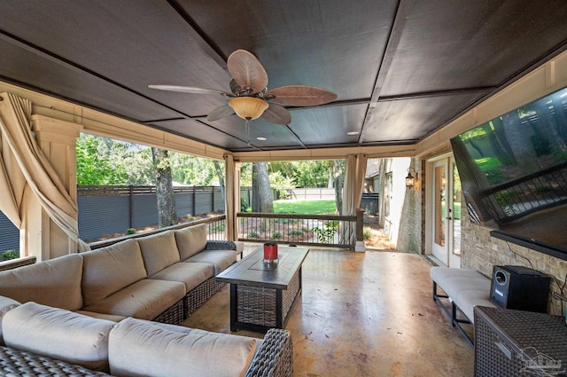 457 Boone Ln, Fairhope, AL 36532 - sunroom with an outdoor living space and ceiling fan