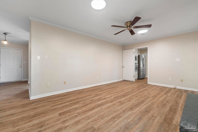3481 Summit Blvd, Pensacola, FL 32503 - unfurnished room featuring baseboards, ceiling fan, light wood finished floors, and ornamental molding
