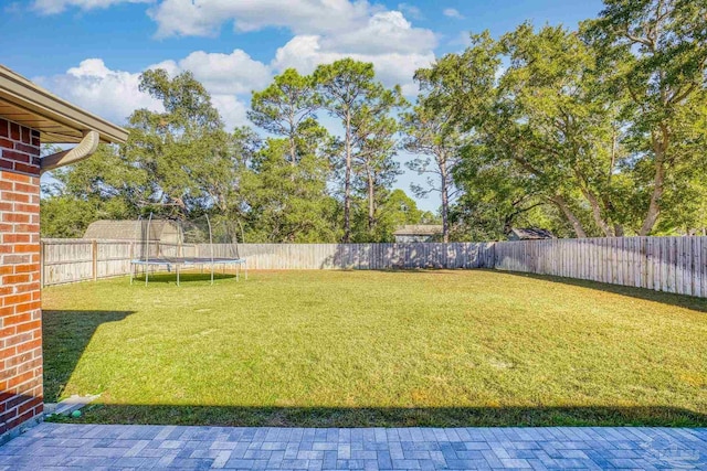 view of yard featuring a trampoline