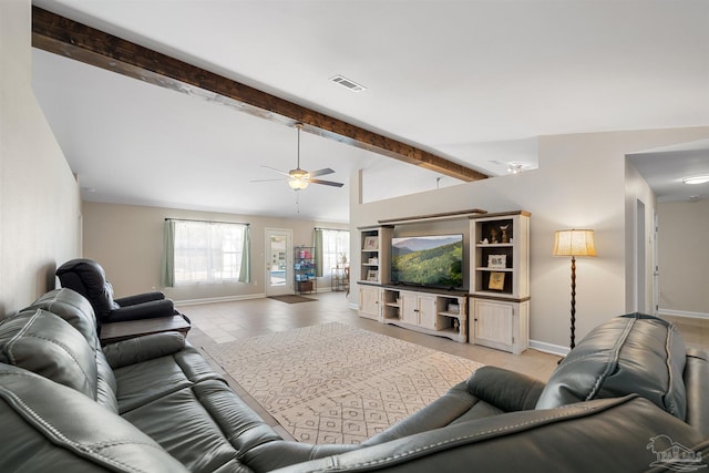1933 Eagle Ln, Navarre, FL 32566 - living room featuring a ceiling fan and baseboards