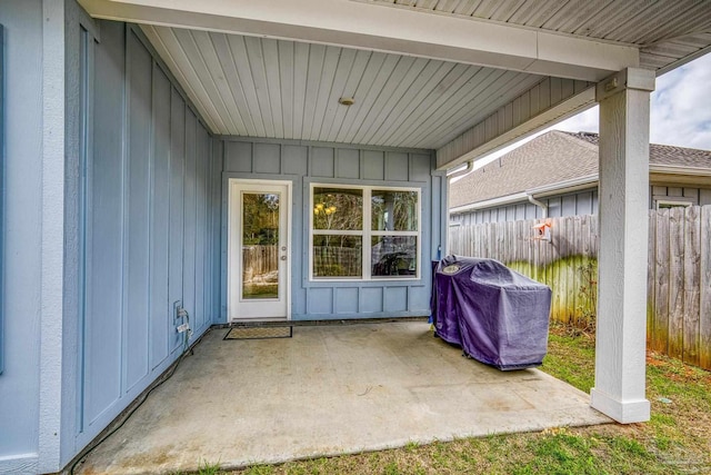 view of patio with a grill