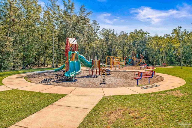 view of playground with a yard