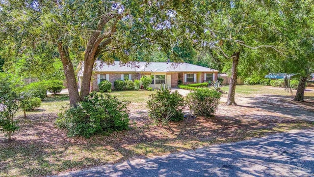 single story home with fence