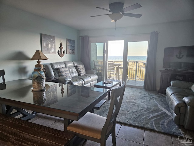 dining area featuring ceiling fan