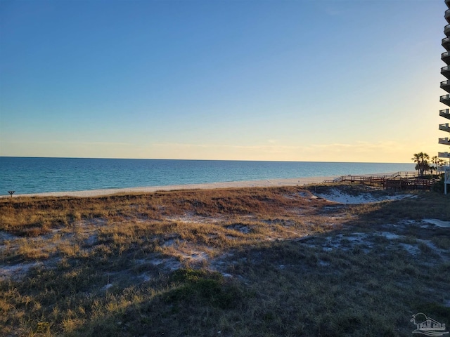 property view of water featuring a view of the beach