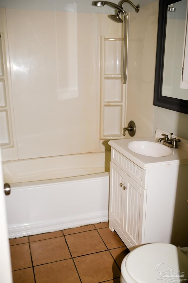 full bathroom with tile patterned floors, vanity, shower / bathing tub combination, and toilet