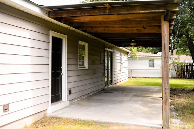 view of patio / terrace featuring ceiling fan