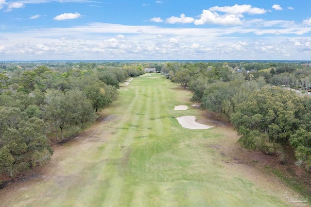 7008 Turnberry Cir, Navarre, FL 32566 - drone / aerial view with a wooded view and view of golf course