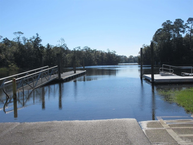 view of dock featuring a water view