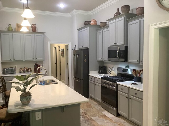 kitchen with gray cabinets