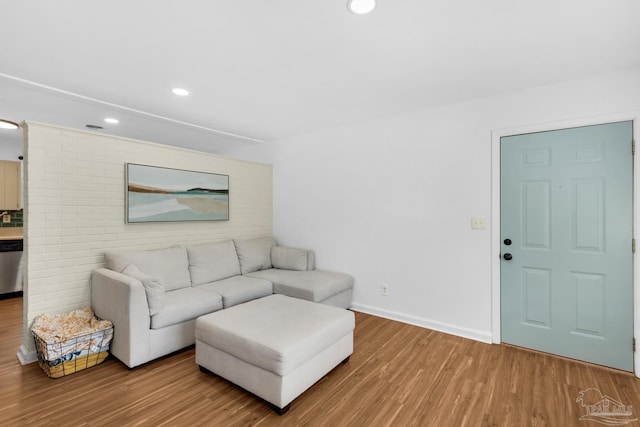 living room with wood-type flooring