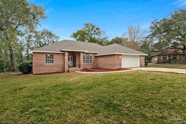 10738 Magnolia Ln, Lillian, AL 36549 - single story home featuring brick siding, a front lawn, roof with shingles, a garage, and driveway