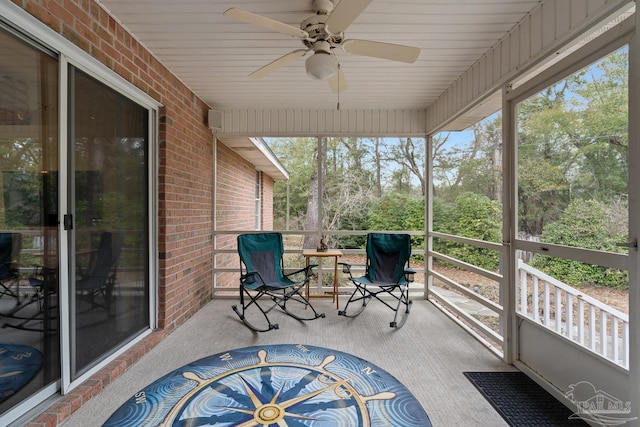 10738 Magnolia Ln, Lillian, AL 36549 - unfurnished sunroom featuring ceiling fan