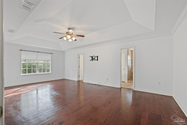 4810 Endeavor Ct, Milton, FL 32570 - unfurnished room featuring a raised ceiling, ceiling fan, wood-type flooring, baseboards, and ornamental molding