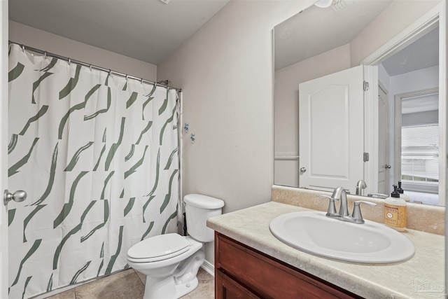 4810 Endeavor Ct, Milton, FL 32570 - bathroom featuring vanity, toilet, tile patterned flooring, and curtained shower