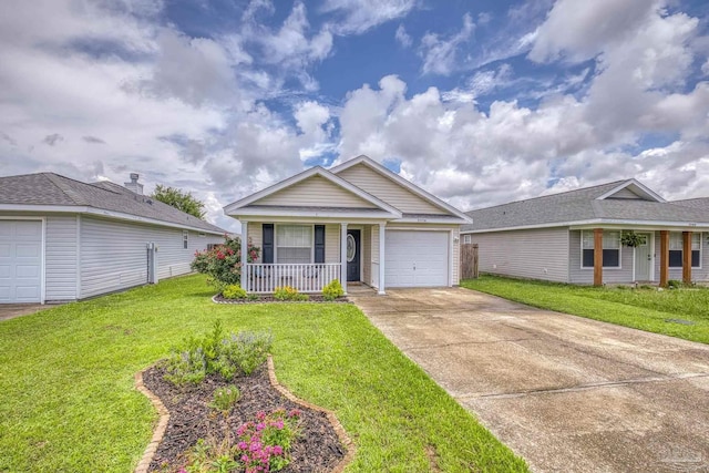 5576 Shadow Shore Pl, Gulf Breeze, FL 32563 - single story home featuring a porch, driveway, a front lawn, and an attached garage