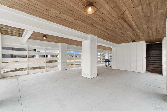 garage featuring wood ceiling