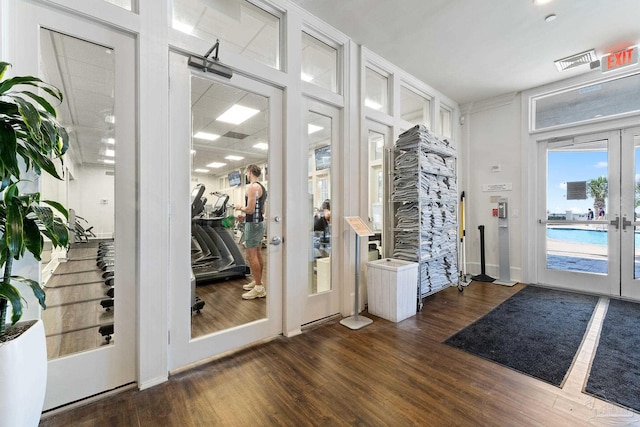 375 Beach Club Trl Unit A1801, Gulf Shores, AL 36542 - doorway to outside with french doors and dark wood finished floors
