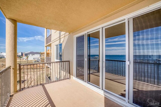 balcony with a water view