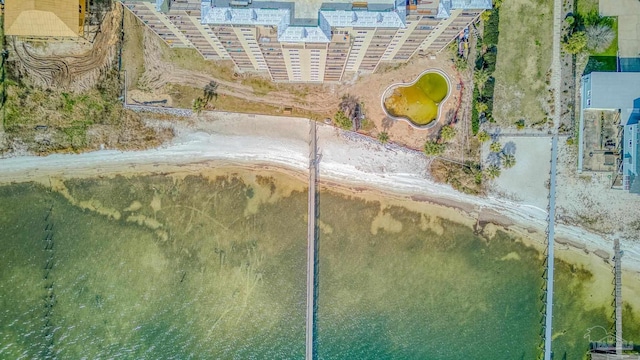 bird's eye view with a view of the beach