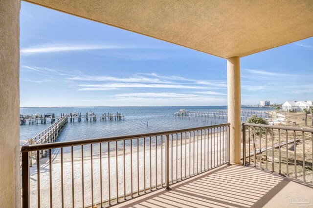 balcony with a water view