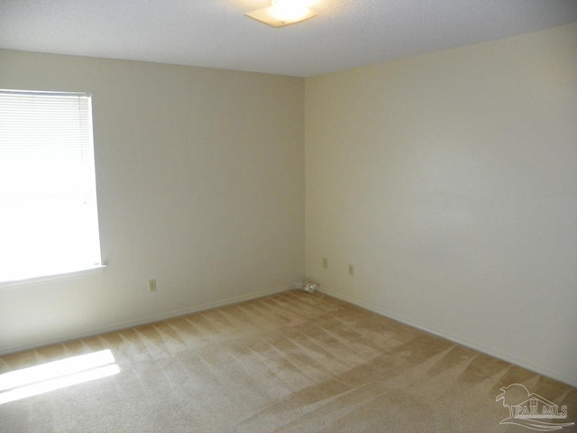 unfurnished room featuring light colored carpet