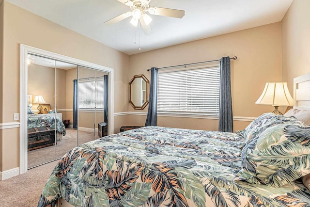 3756 Bengal Rd, Gulf Breeze, FL 32563 - carpeted bedroom featuring baseboards, a ceiling fan, and a closet